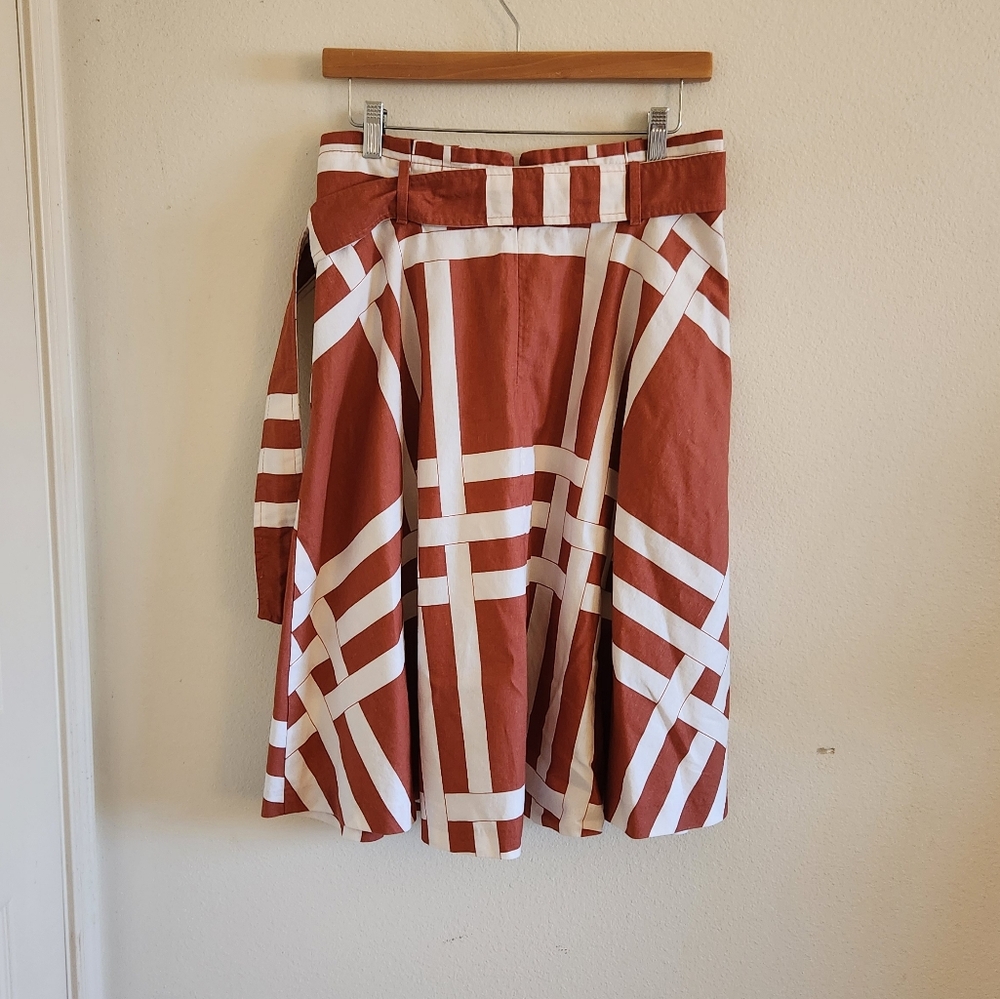 Ann Taylor petite brown and white midi skirt - Picture 2 of 4